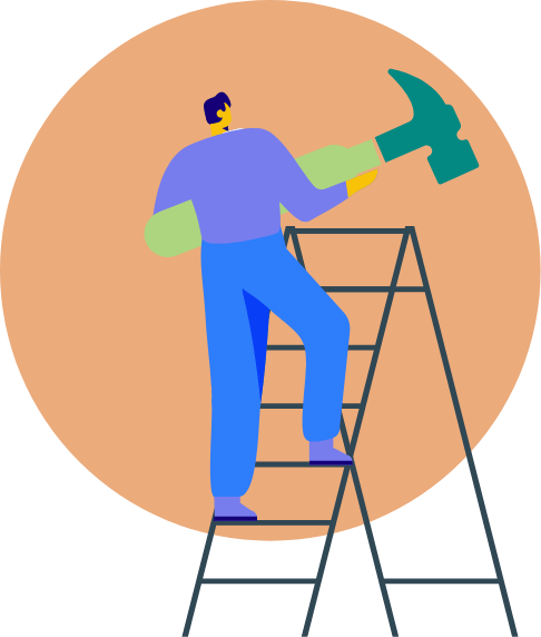 illustration of a man up a ladder